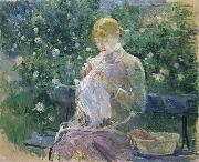 Pasie Sewing in the Garden at Bougival Berthe Morisot